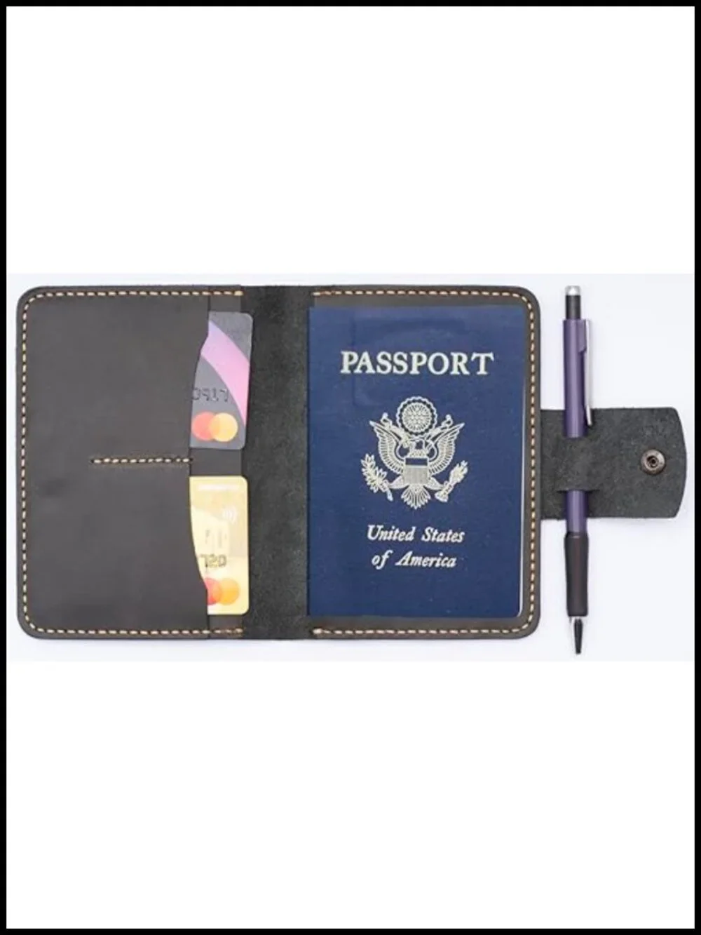 Genuine Leather Passport Wallet Credit Card Holder Travel Organizer